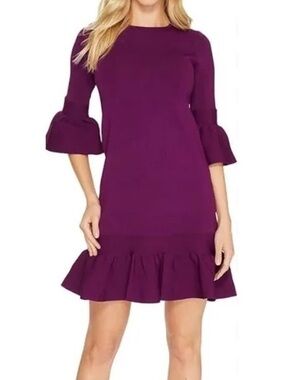 Ted Baker Purple Ruffle Hem Bell Sleeve Dress